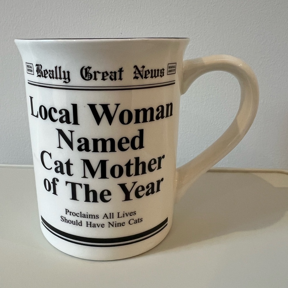 Coffee Mug Cat Mother of The Year Lorrie Veasey Really Great News 16oz Ceramic